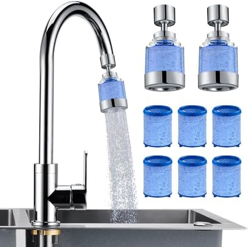 2 Pack Sink Water Filter Faucet, 360 ° Rotating Kitchen Faucet Water Purifier, Bathroom Faucet Filter Removes Chlorine Fluoride Hard Water for Home Kitchen & Bathroom by BREADEEP