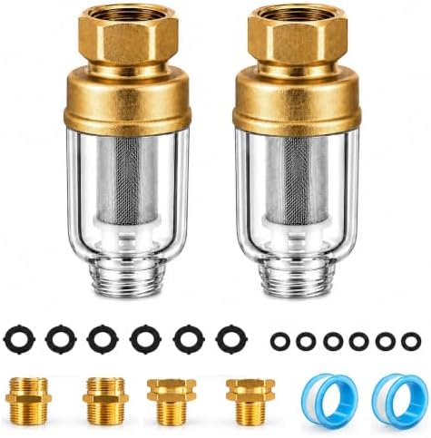 2 Pack Washing Machine Water Filter, Reusable Brass Sediment Filters by Binboov