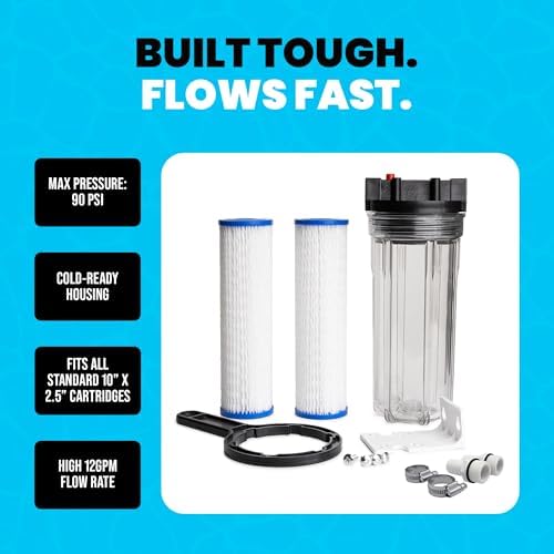 Cold Plunge Water Filter System 10" Housing 3/4" NPT Ports, 2x50 Micron - Image 5