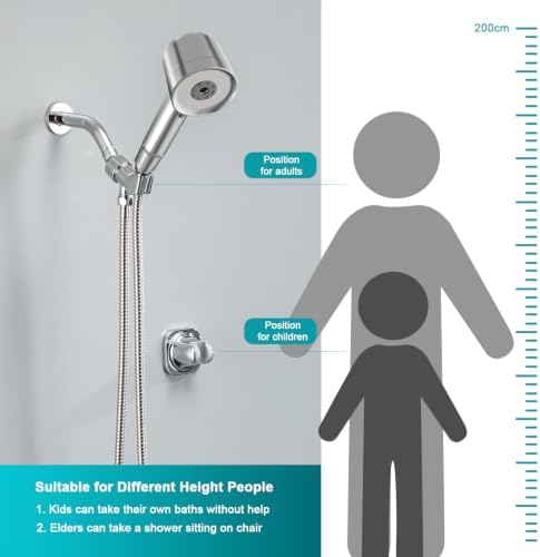 Shower Head with Handheld, High Pressure Shower Head with Pause Switch 4 Spray Modes Filter Showerhead with 79 in Hose, Adhesive Wall Mount, Bracket and Replace Filter（Premium Chrome） - Image 2