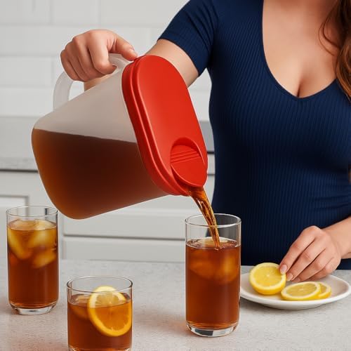 1 Gallon Water Pitcher with Lid & Pivot Spout -Slim Design Fits Fridge Door - Image 3