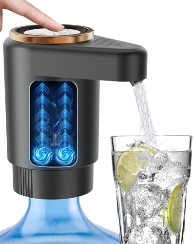 Water Jug Pump for 5 Gallon Bottle – Portable Electric USB-C Charging Dispenser, Dual Powerful Motors, Fast Flow, Fits 2-5 Gallon Jugs – Ideal for Home, Office, Camping, RV, Dark Black by Unknown