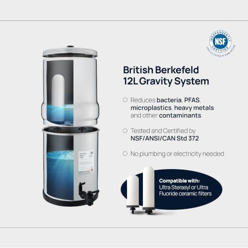 British Berkefeld Doulton 3.17 Gallon W9361137 Countertop Gravity-Fed Water Filtration System Using Ultra Sterasyl Ceramic Filter Candles - Image 5