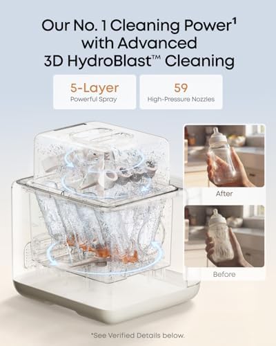 eufy Bottle Washer S1 (Detergent Tablets x 30 Count Included) with Separated Detergent Tablets x 60 Count, Largest 10-Bottle Capacity, 3D HydroBlast Cleaning - Image 4