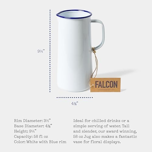 Falcon Enamelware Pitcher (57 oz), Metal Pitcher with Spout & Handle - Image 3