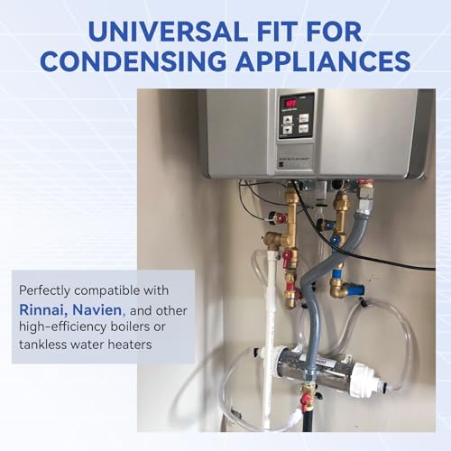 Condensate Neutralizer Kit for Rinnai Tankless Water Heater 804000074 Navien Rheem, 100,000 BTU/HR Ac-id Neutralizer for Condensing Boiler Furnace, 15-Piece Complete Set with 10ft Tubing & 3/4" NPT - Image 2