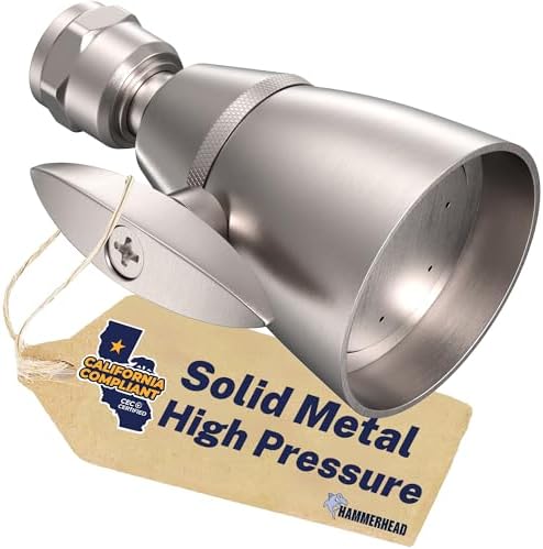 HammerHead Metal High Pressure Shower Heads 2 Inch Flow Boosting Showerhead by HammerHeadShowers