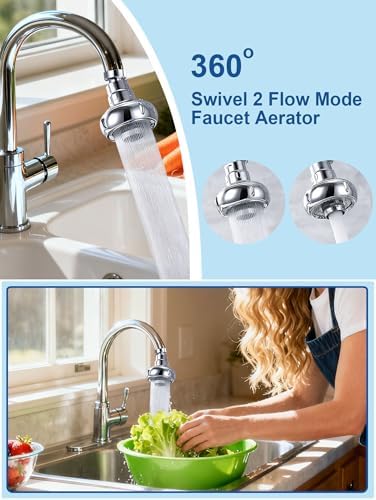 360° Swivel Kitchen Faucet Aerator,Anti-Splash Dual-function Kitchen Faucet Sprayer Attachment,Large-diameter Shower Head Sink Aerator,Water Saving,Engineering Plastic PA66-3 Inch - Image 2