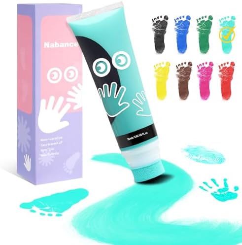 Baby Hand and Footprint Paint, Sponge Head, Baby Safe Paint, Mint Green by WelcometoNabance