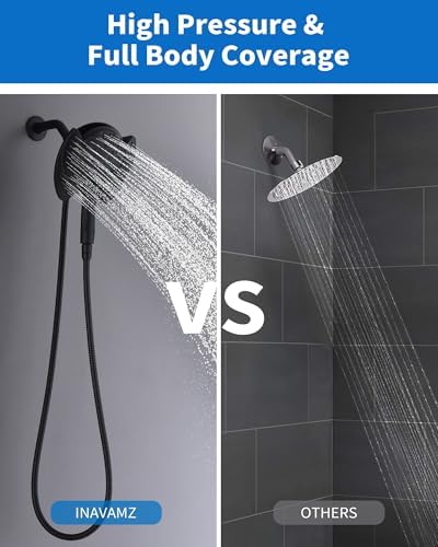 INAVAMZ 2 in 1 Shower Head with Handheld Combo High Pressure Black 2.5 GPM - Image 6