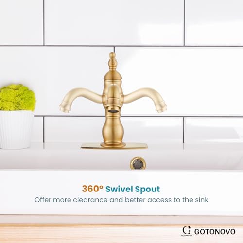 gotonovo Bathroom Faucet 1 Hole Vintage,Antique Brass,5.9” Spout Reach - Image 5