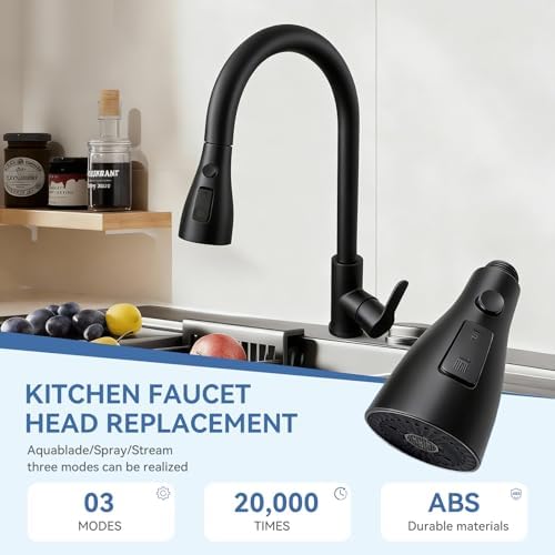 Kitchen Faucet Head Replacement with 3 Modes, Pull Down Spray Head for Kitchen Faucet, Kitchen Sink Sprayer Replacement Compatible with Moen, American Standard, Kohler Faucets - Image 3