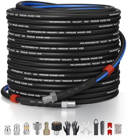 Sewer Jetter Kit for Pressure Washer 100ft, 1/4 Inch NPT, 5800PSI by TUTULUCK