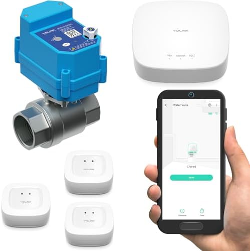 YoLink Water Shutoff Kit: 0.5" Stainless Ball Valve + 3-Pack Sensors + Hub by YoLink