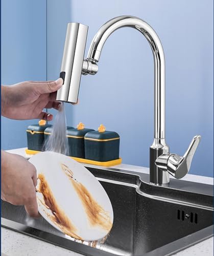 Kitchen Faucet Head Replacement, 3-Function Kitchen Faucet Sprayer Head , 360° Swivel Anti -Splash Faucet Spray Nozzle, M22 Female Thread Spray Head for Kitchen Faucet - Image 6