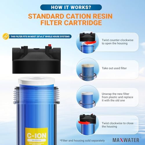(1 Pack) Calcium, Magnesium TDS Hardness Reduction Water Softening 20" x 4.5" Cation Resin Filter Compatible with 20" BB Whole House Water Filter Systems - Image 5