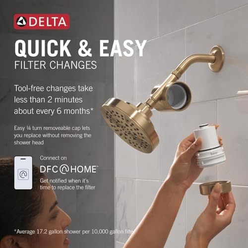 Delta Faucet Clarifi Standard Shower Filter Attachment with Filter, Shower Water Filter, Shower Head Filter, Champagne Bronze 7SF100-CZ - Image 3