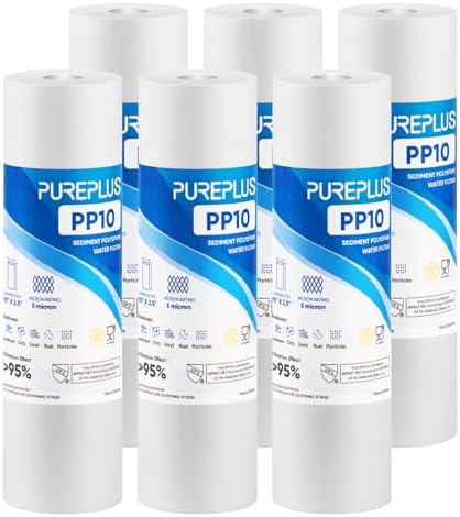 PUREPLUS 5 Micron 10"x2.5" Whole House Sediment Water Filter PP10 6 Pack by PUREPLUS