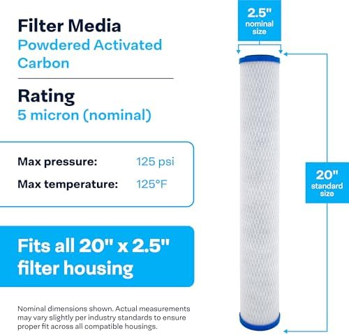 SpiroPure SP-EP-20 20x2.5 Carbon Block Water Filter EP-20 CB-25-2005 6 Pack - Image 3