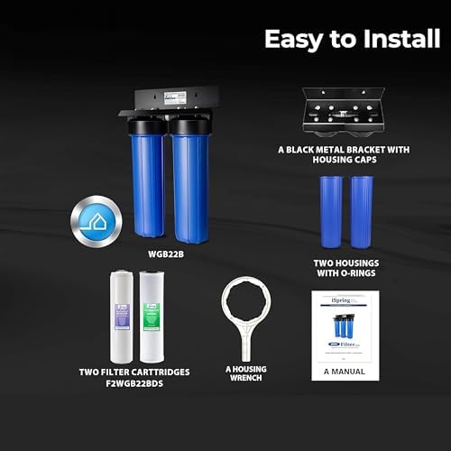 iSpring Whole House Water Filter System, Reduces Scale, Corrosion, Chlorine, Taste, Odor, 2-Stage Water Descaler and Water Filter, Model: WGB22B-DS - Image 5