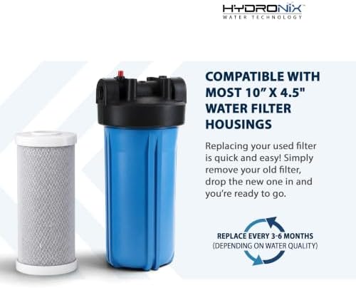 Hydronix CB-45-1005 Whole House or Commercial NSF Coconut Activated Carbon Block Water Filter, 4.5" x 10" - 5 micron - Image 6