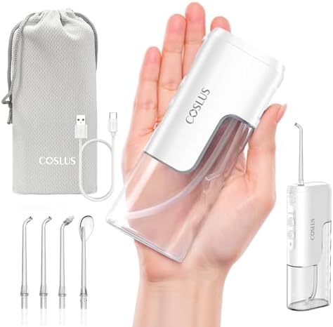 COSLUS T40 Mini Water Flosser for Travel, Portable Compact Design, White by COSLUS