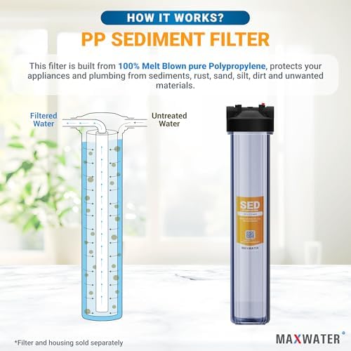 Max Water Slim Blue 5 Micron 20 inch x 2.5 inch Whole House Melt-Blown Polypropylene Sediment Water Filter Replacement Cartridge (Pack of 2) - Image 4