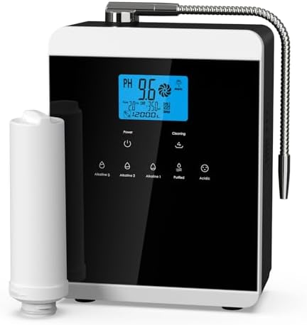 Alkaline Water Ionizer Machine for Home, 11 Titanium Plates Alkaline Water Machine, pH 4-10.5 Acid Water Purifier, Water Filter Up to -600mV ORP | 10000 Liters Per Filter by EnjoyhealthierdayswithCuretyshydrogenwater