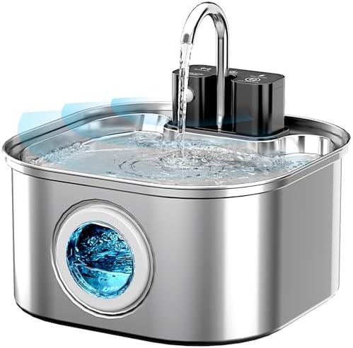 Lawfery 3.2L/108oz Wireless Stainless Steel Cat Water Fountain by Lawfery