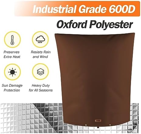 TOHONFOO Backflow Preventer Cover, Pipe Freeze Insulation, 28"Wx36"H, Brown - Image 6