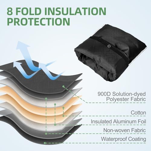 Backflow Preventer Insulation Cover, 8 Layers of Polyester Material Design with Sprinkler Covers for Outside, Water Well Pump Cover with Reflective Strip, 16"×20", Black - Image 3