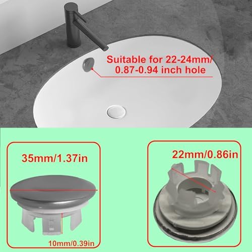 6 Pack Stainless Sink Basin Overflow Ring,Sink Overflow Ring Stainless Steel Round Drain Cover,Basin Trim Ring Insert in Hole Round Caps for Home,Sink,Bathroom,Kitchen - Image 2