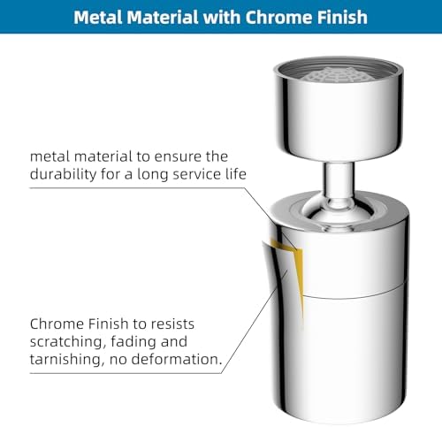 Hibbent NSF/ANSI/CAN 61 & cUPC Certified 2 Modes Faucet Aerator, Chrome - Image 5