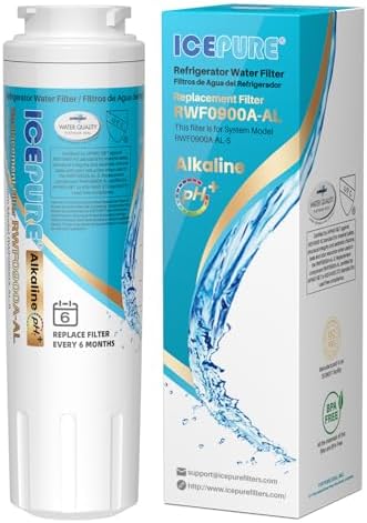 ICEPURE Alkaline UKF8001 Refrigerator Water Filter Replacement for Whirlpool EDR4RXD1, EveryDrop Filter 4, Maytag UKF8001, 4396395, UKF8001P, UKF8001AXX, RFC0900A, UKF8001AXX-200, Enhances PH, 1 Pack by ICEPURE