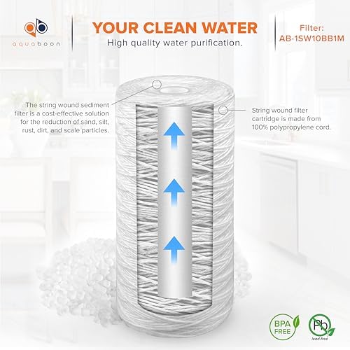 Aquaboon 1 Micron 10 x 4.5 String Wound Water Filter Cartridge 4-Pack - Image 5