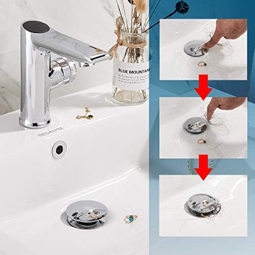 Vessel Sink Drain,Bathroom Pop-up Drain with Detachable Basket Stopper, Anti-Explosion and Anti-Clogging Drain Strainer, Sink Drain Assembly with Overflow Polished Chrome, REGALMIX RWF083H - Image 3