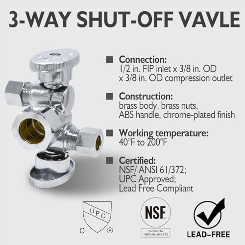 TTFLEX Dual Shut Off Valve 1/2" NOM x 3/8" COMP x 3/8" COMP, Quarter Turn - Image 5