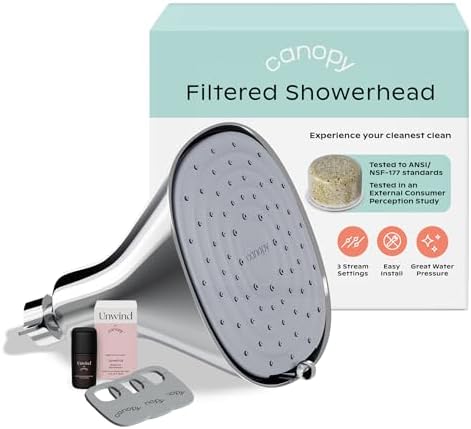 Canopy Filtered Shower Head - High Pressure Shower Head Filter for Hard Water - Shower Filter To Remove Impurities for Healthier Scalp, Skin & Hair - Support Hair Growth & Minimize Breakage - Chrome by Canopy