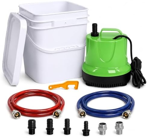 Tankless Water Heater Flushing Kit with 1/6 HP Pump and 3-Gallon Bucket by Zejoot