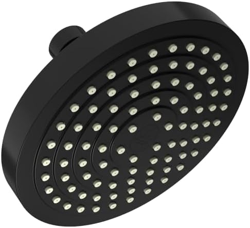 Winthorpe 6 Inch Rain Shower Head, High Pressure Fixed Showerhead, 90 Jets for Full Body Coverage, Adjustable 1.8 or 2.5 GPM Flow Inserts, Tool Free 1 Minute Install, Matte Black by WinthorpeConservation