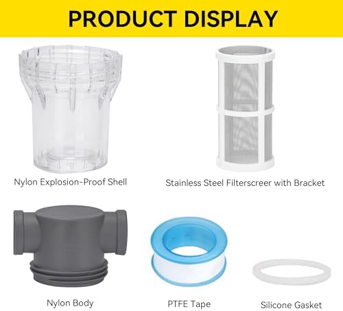 3/4'' Female NPT in-Line Strainer - Garden Hose Filter for High Pressure Washer, Sediment Filter with 60 Mesh Stainless Steel Screen (3/4'' 60 Mesh) - Image 4