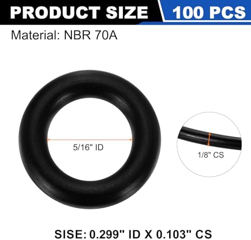 uxcell 100Pcs AS-109 NBR 70A O-Rings 5/16"ID x 3/32"CS/0.299"ID x 0.103"CS - Image 2