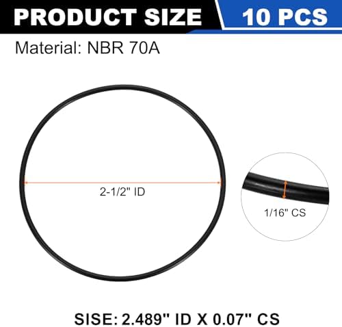 uxcell 10Pcs AS-037 NBR 70A O-Rings 2-1/2"ID x 1/16"CS/2.489"ID x 0.07"CS - Image 2