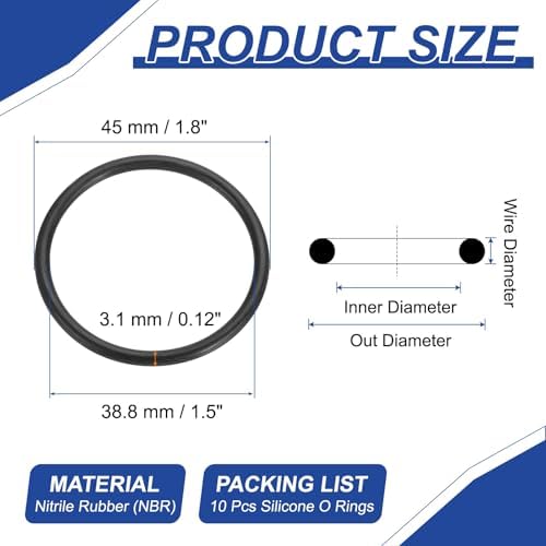 PATIKIL Silicone O Rings, 10 Pcs 1.8" OD 1.5" ID 0.12" Width Sealing O Ring Gasket Washers for Bathroom Sink Compressor Valves Pipe Hose Repair, Black (45x38.8x3.1mm) - Image 2