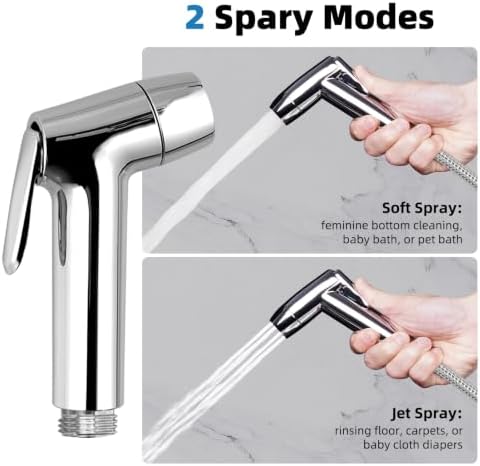 Hibbent Sink Faucet Hose Sprayer Attachment with 10 Adapters - Dual Function Handheld Bidet, Rinser & Shower Head - for Feminine Hygiene, Baby Diaper Cleaning & Pet Bathing - Image 3