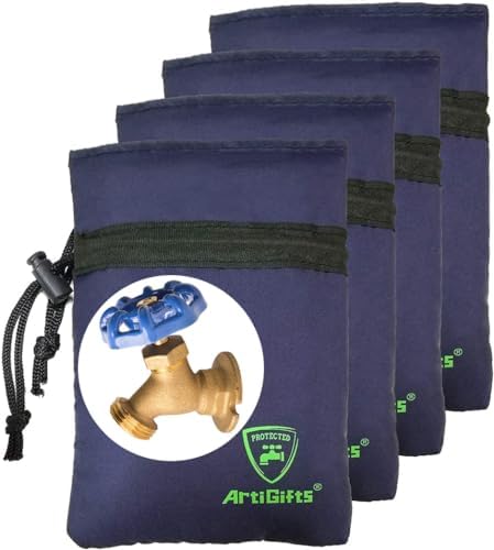 Pro Outdoor Water Faucet Cover Socks for Winter Freeze Protection, 5.9" W x 7.7" H, Mazarine Blue, Set of 4 by ArtiGifts