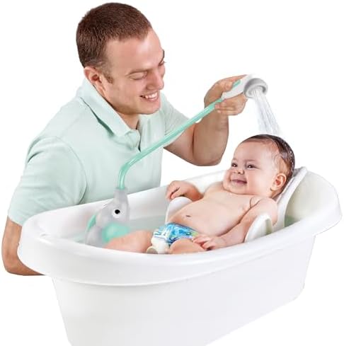 Yookidoo Baby Bath Shower Head – Elephant Water Pump with Trunk Spout Sprayer & Rinser, Dual Knob Flow Control, Bath Time Essential for Newborns, Tub or Sink (Turquiose) - Image 2