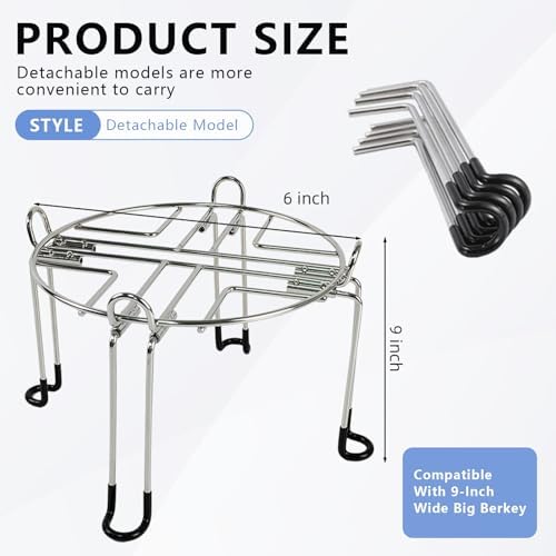 Water Filter Stand 6" Tall by 9" Wide Compatible with Berkey Big, Royal and Travel System, Countertop Stainless Steel Stand for Most Medium Gravity Fed Water Coolers - Image 2