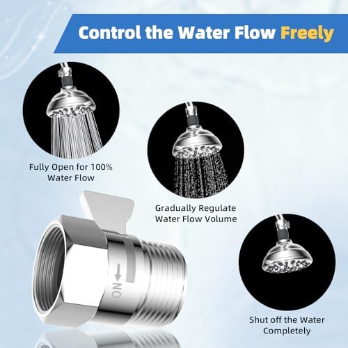 Hibbent All Metal 3 Pack Shower Head Flow Control Valve, G1/2 Brass Shut-off Valve with Metal Handle Lever, Shut OFF Water Flow Control Regulator for Handheld Shower, or Bidet Sprayer, Chrome - Image 3