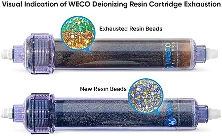 WECO Inline Color Changing Deionizing Mixed Resin for Pure and Spotless Water - High Purity Mixed Bed Resin (DI) 2 X 10 Inch Cartridge (1/4 Inch Quick Connect) - Image 3